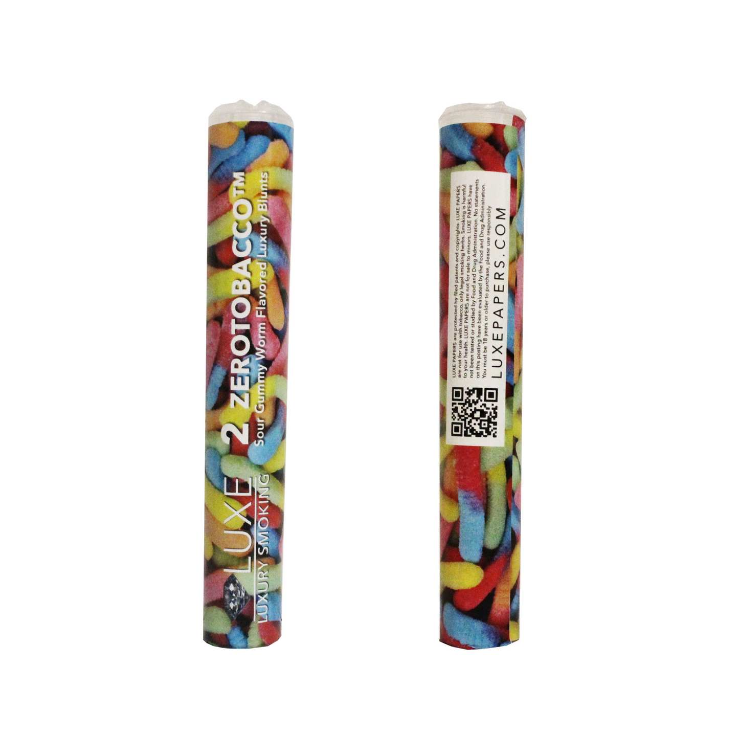 LUXE® ZEROTOBACCO™ SOUR GUMMY WORM FLAVORED LUXURY HEMP WRAPS