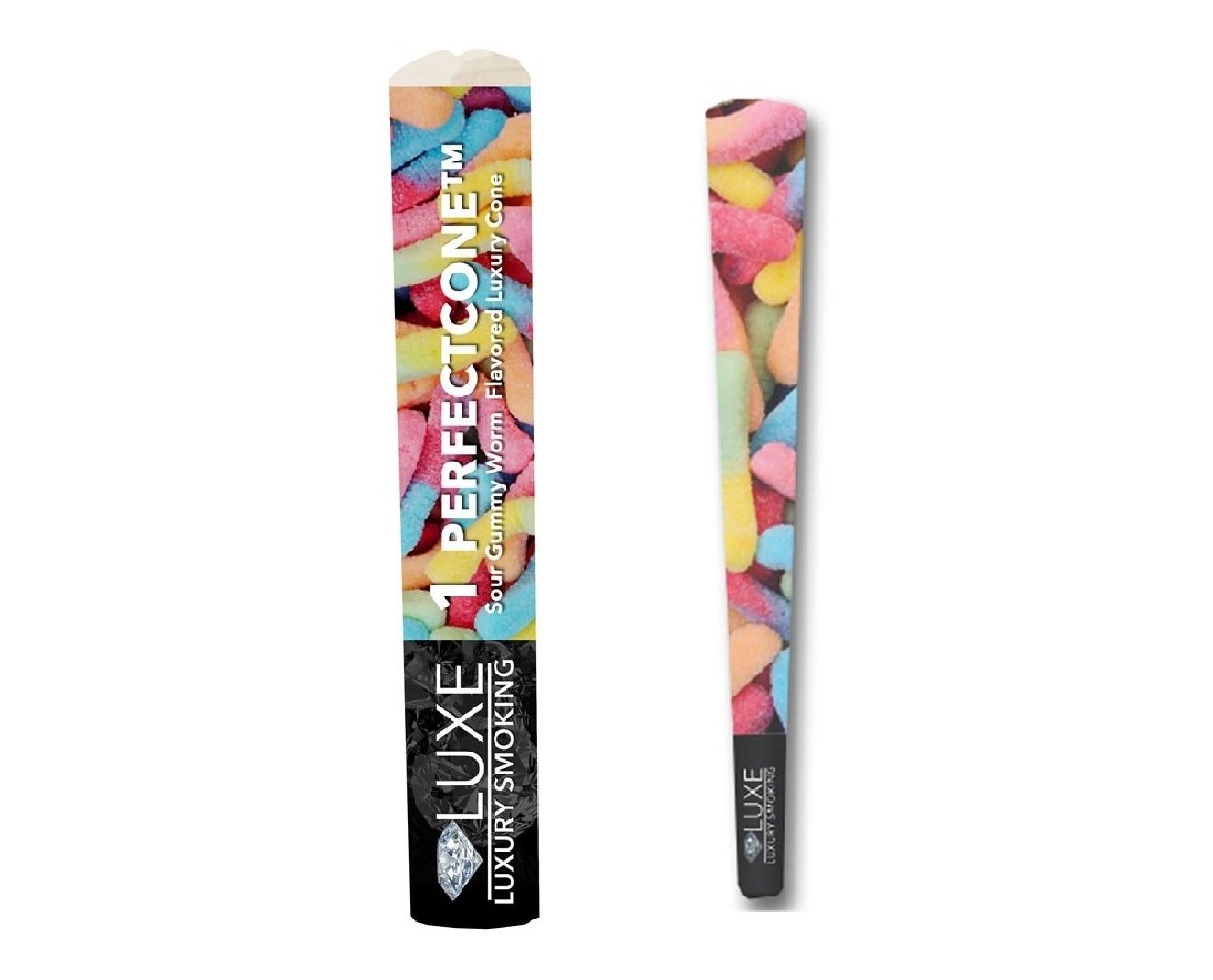 LUXE® PERFECTCONE™ SOUR GUMMY WORM FLAVORED LUXURY CONES