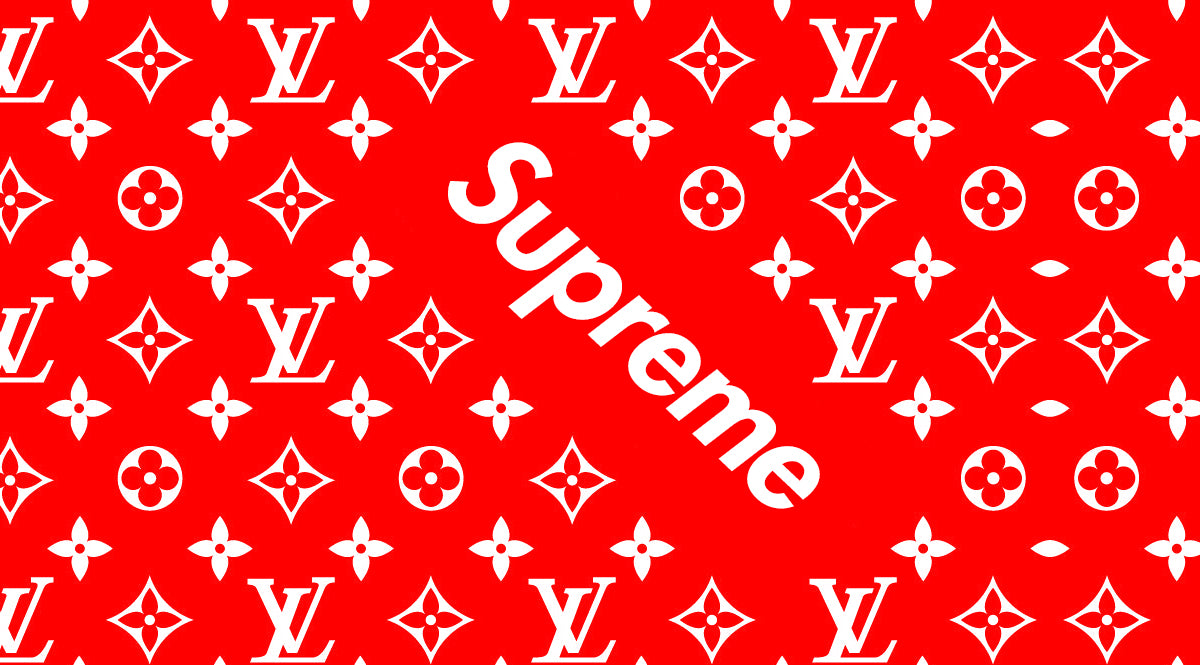 Red Louis Vuitton Supreme Logo, supreme x louis vuitton white HD wallpaper